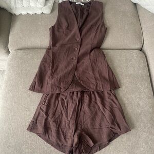Showpo Chocolate Brown Vest and Shorts Set
